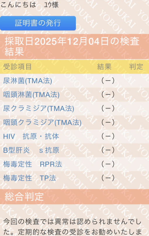 YU(ﾕｳ) 【12月】性病検査🙆‍♂️
