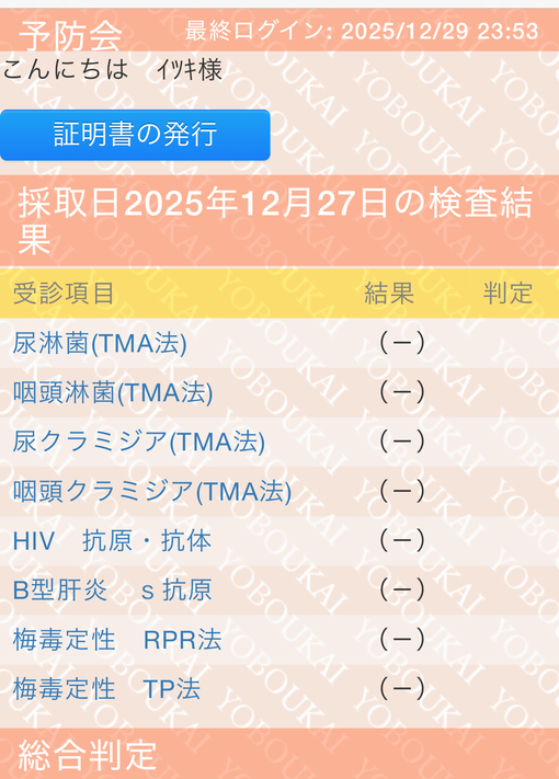 ITSUKI(ｲﾂｷ) 検査結果