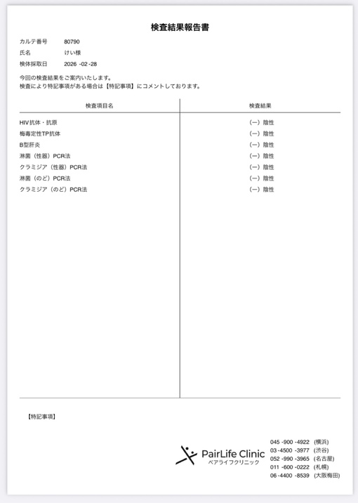 KEI(ｹｲ) 検査結果