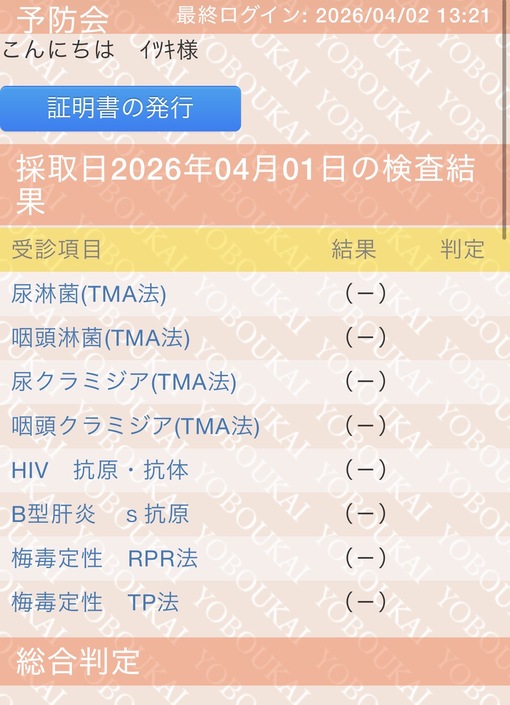 ITSUKI(ｲﾂｷ) 検査結果