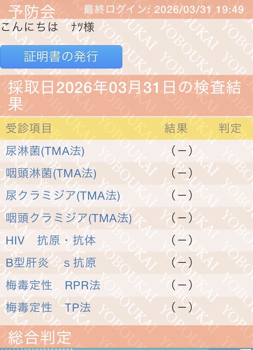 NATSU(ﾅﾂ) 検査結果