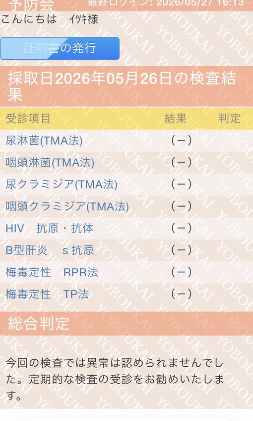 ITSUKI(ｲﾂｷ) 検査結果