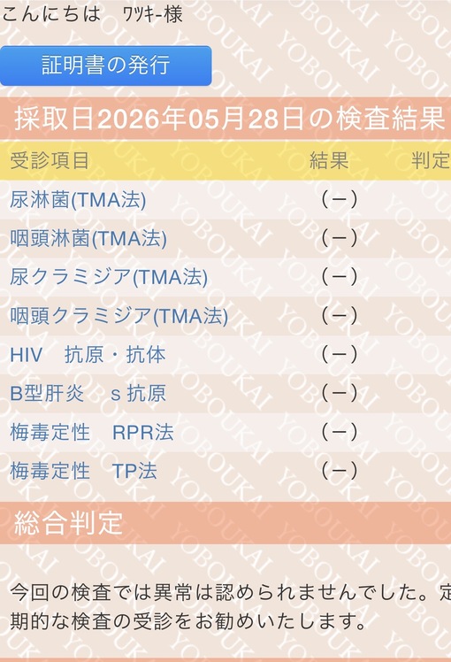 WACKEY(ﾜｯｷｰ) 検査結果になります🏥