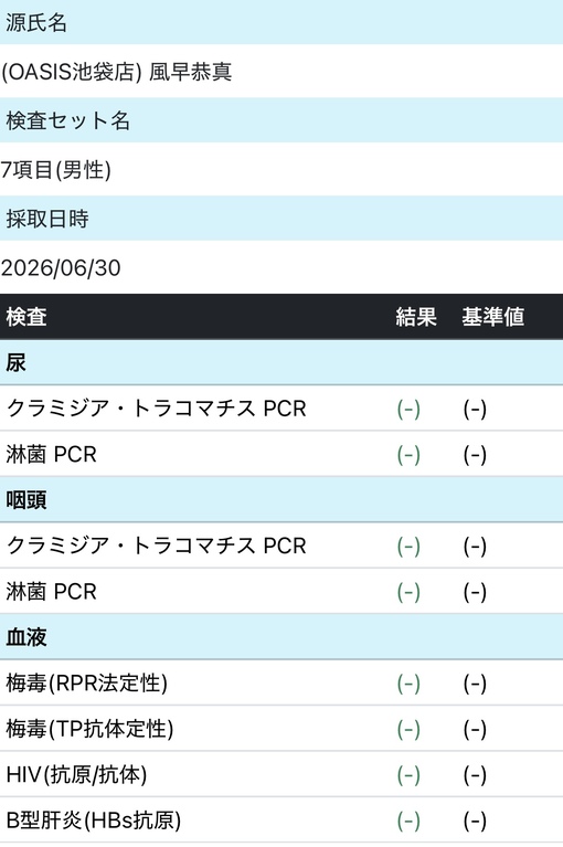風早恭真(ｶｾﾞﾊﾔｷｮｳﾏ) 定期検査