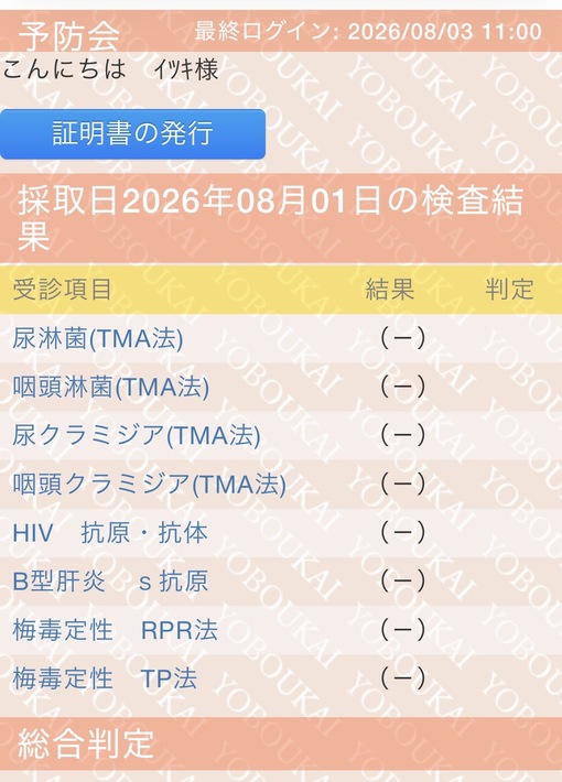 ITSUKI(ｲﾂｷ) 検査結果