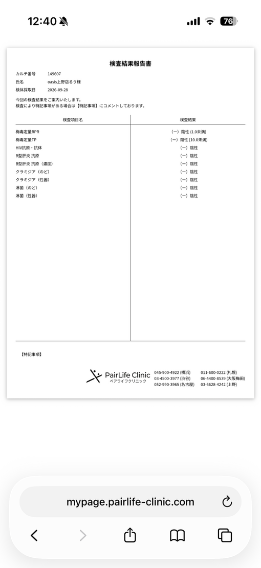 RUU(ﾙｳ) 【ご報告】検査結果について