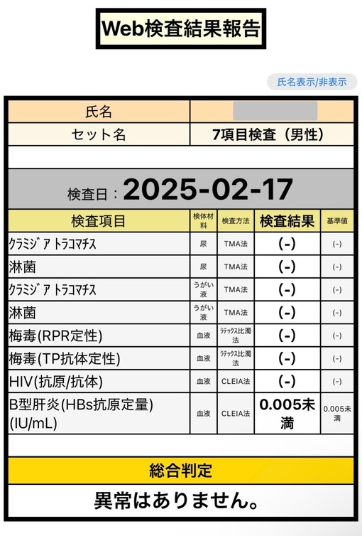 DAIYA(ﾀﾞｲﾔ) 2月も性病検査異常なし✨