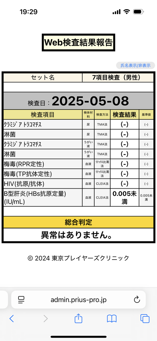 GAKU(ｶﾞｸ) 検査結果